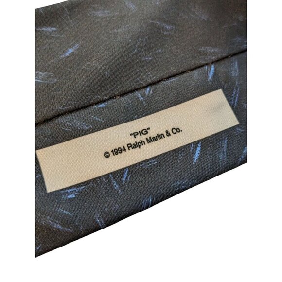 Vintage 1994 Ralph Marlin Necktie Blaine Helman Art Pink Pig Neck Tie Novelty - Picture 4 of 5